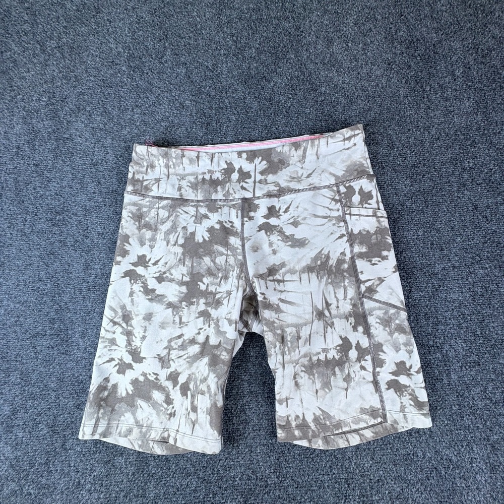 Calvin Klein Performance Biker Shorts Women 30x8.5 White Brown Marble Activewear